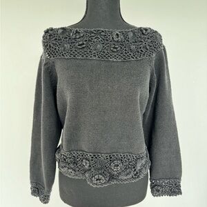 Grey Sweater with Flower Details